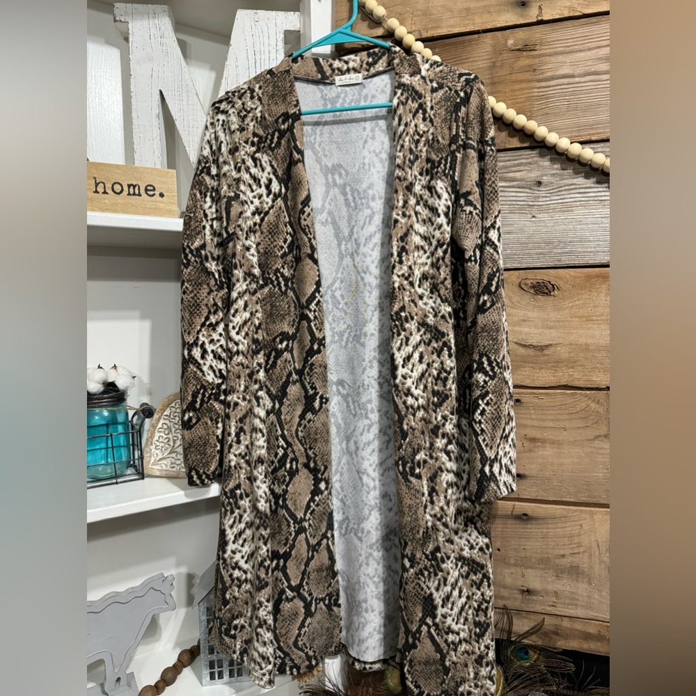 Snakeskin Long Cardigan